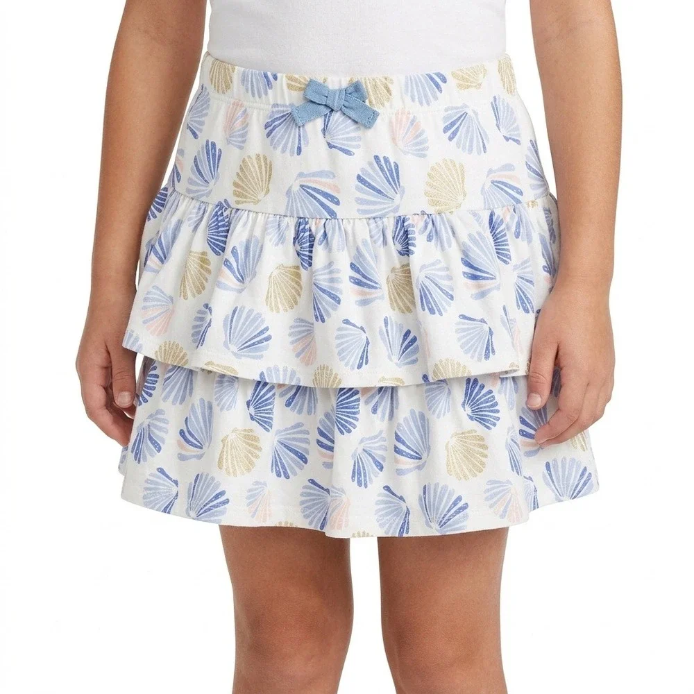 Tommy Bahama Skort Girls L 10/12 White Seashell Tiered Ruffle Glitter Skirt